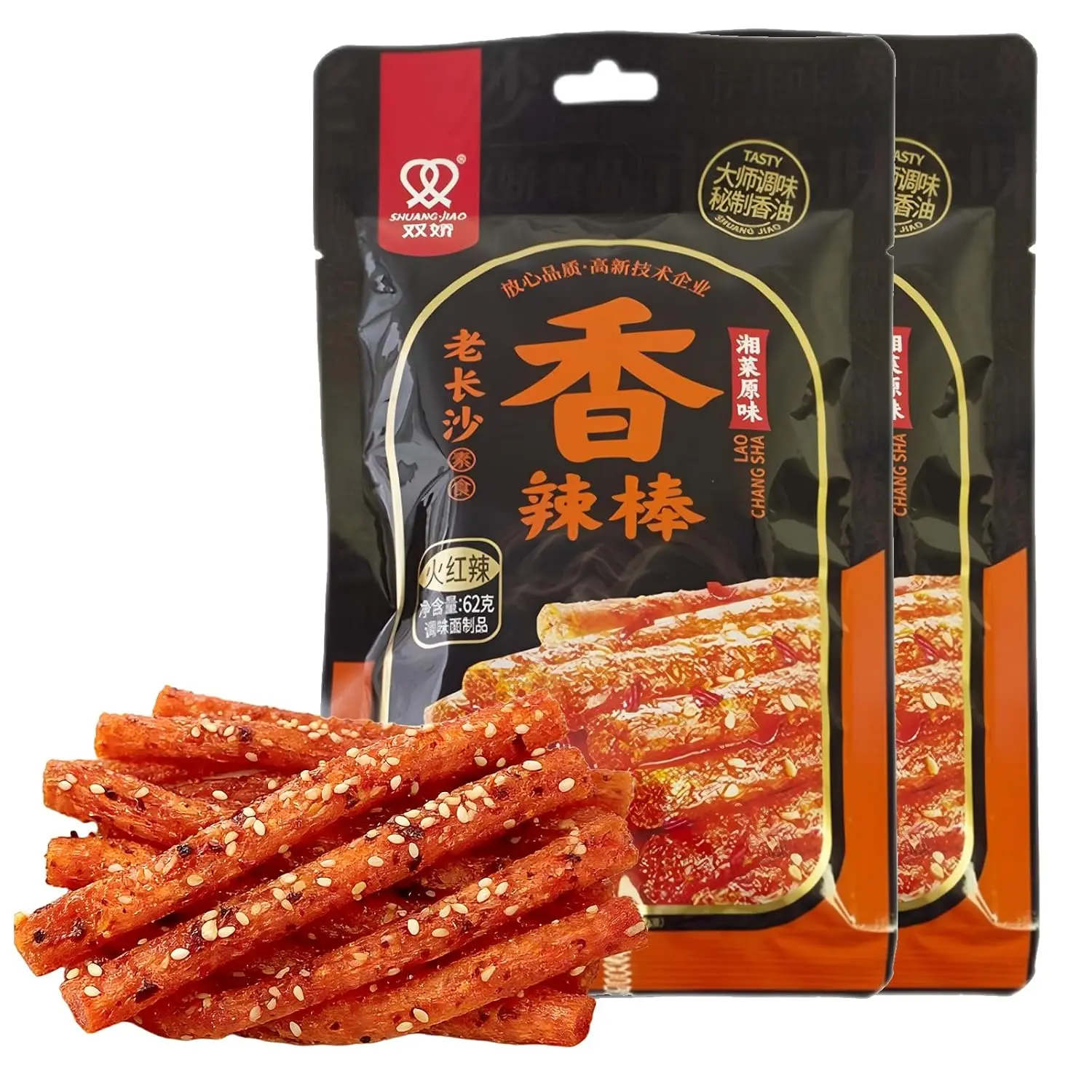 Whitejianpeak 2 Packs Latiao Spicy Strips, Chinese Spicy Sticks Snack, 62g/2.2oz per Pack