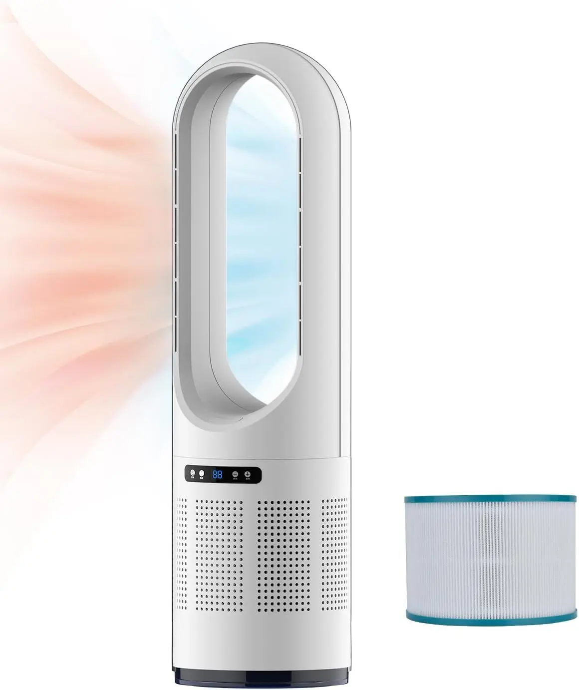 3-in-1 Bladeless Tower Fan - 22/25/31.5in Cooling & Heating Combo with 99.97% HEPA Filter, 80° Oscillation, Remote Control, 8H Timer for Bedroom, Home Office
