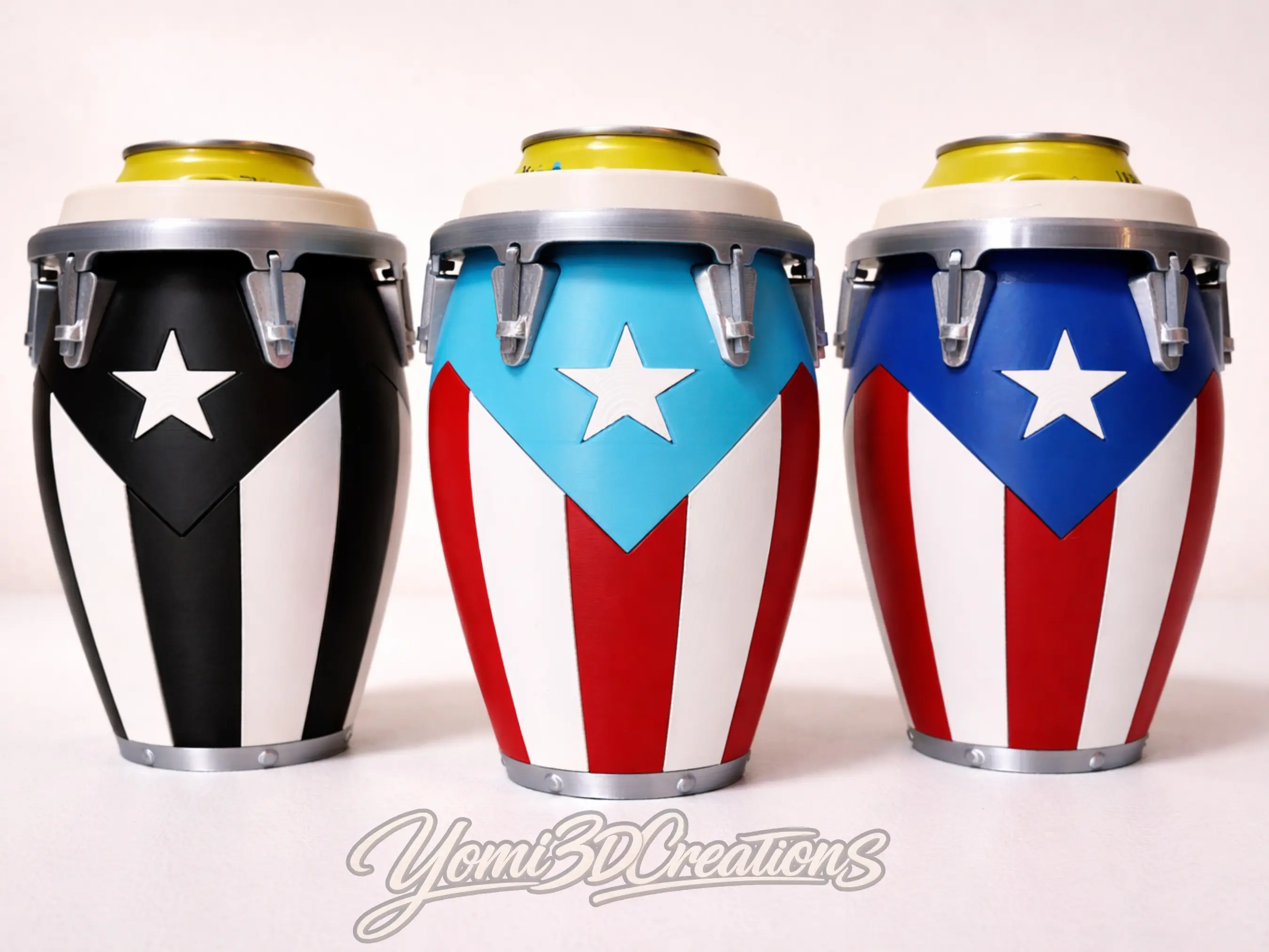 3D Printed Conga Style Can Holder Puerto Rican Flag Boricua Tumbler ...