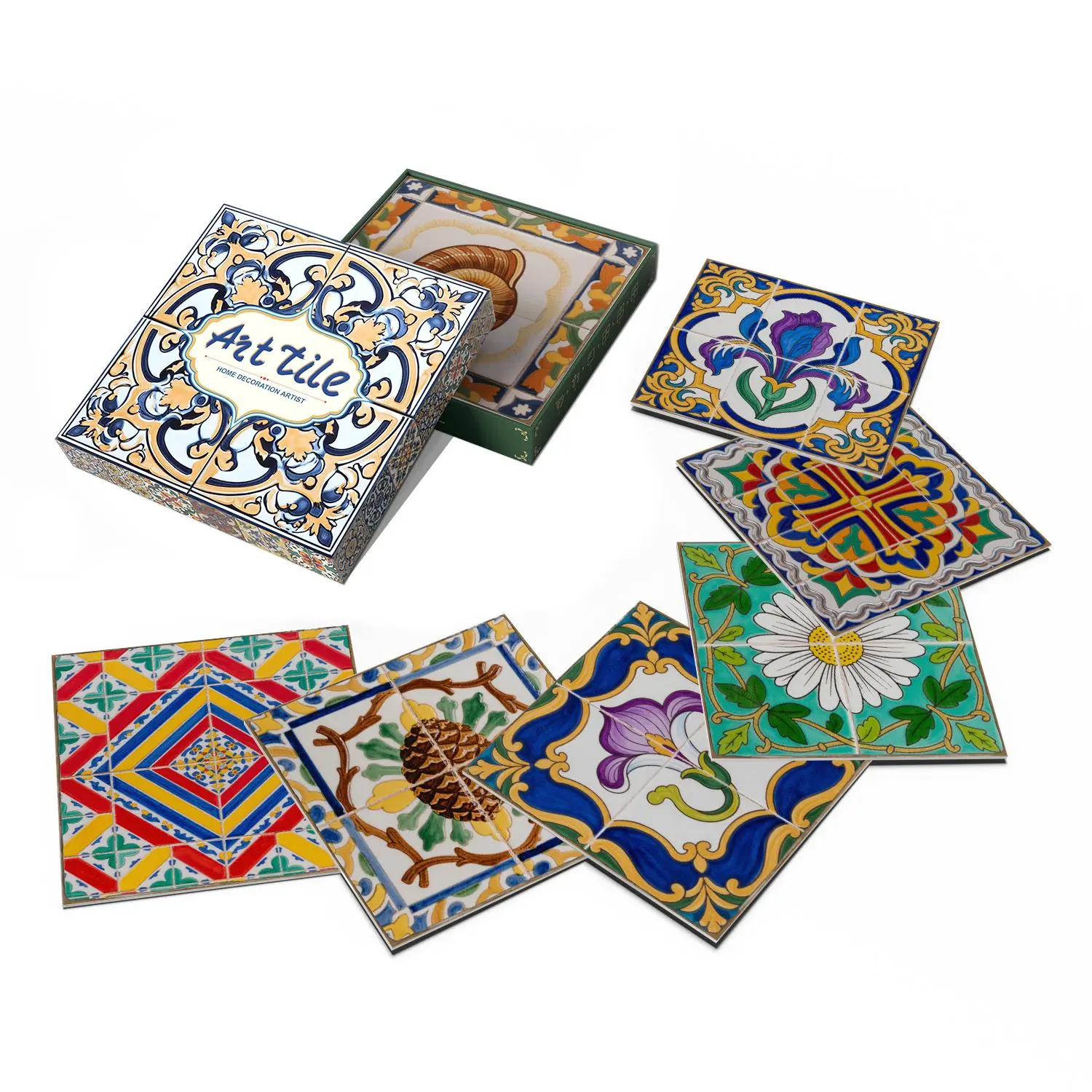 Retro Bohemian Style Tile Sticker, Self Adhesive Tile Decal, Wall Art for Kitchen, Bathroom, Living Room, Home Decor Backsplash Sticker, Kitchen Bathroom Decoration, Sticker Tiles