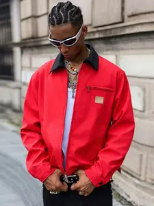 Collar Workwear Jacket, Street Fashion Coach Style, High Street Short Coat, Trendy Urban Outerwear for Men