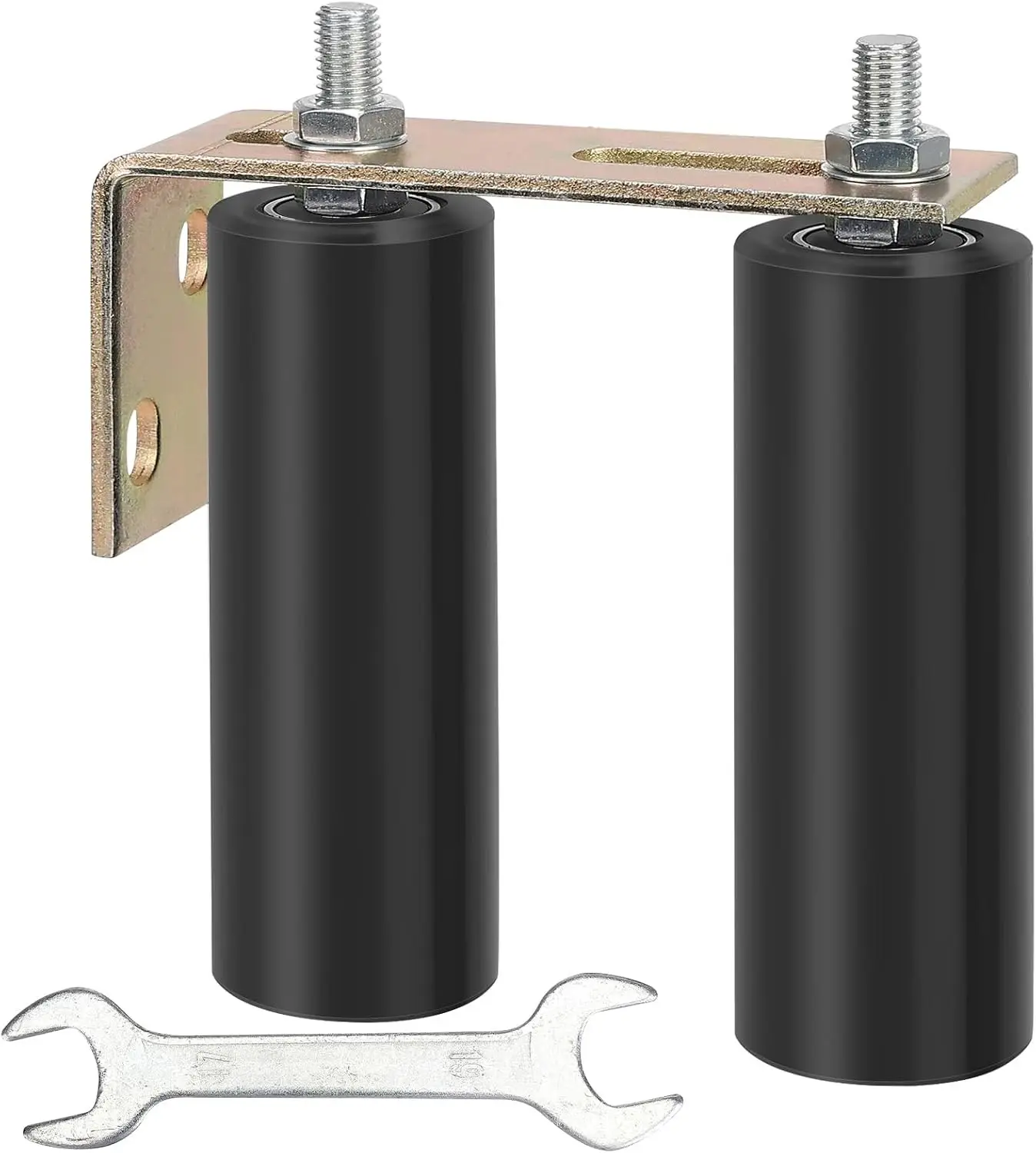 6" Gate Roller Guide with L-Bracket, Universal Adjustable Heavy Duty Sliding Gate Roller Kit, Black Sliding Gate Guide Roller, Sliding Door Hardware