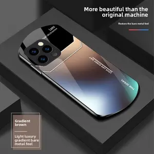 Simple High-end Gradient Curved Glass Mobile Phone Case for iPhone 16 15ProMax 14Plus 13 12mini 11 Anti-drop Shockproof Accessories Protective Casing