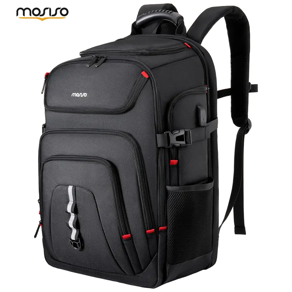MOSISO Business Polyester Laptop Backpack for 18.4 Inch Laptops, Plain Travel Carry On with USB Port, Built-in Organizer, Zipper Closure, and Adjustable Shoulder Strap, Hand Wash Only, Adults