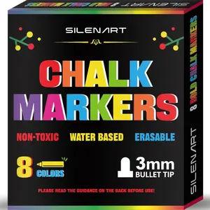Liquid Chalk Markers-8 Vibrant Colors - Chalkboard Markers for Blackboard, Glass Window, Car, Paint, Dry Erase Board, Acrylic Calendar Board, Whiteboard - Wet Erase Marker