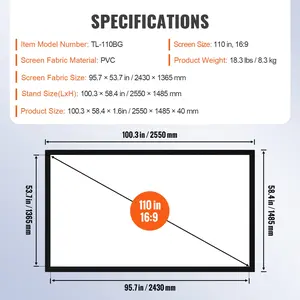 Big 110 Diagonal 16: 9 HD Projector Screen Home Theater Outdoor Use