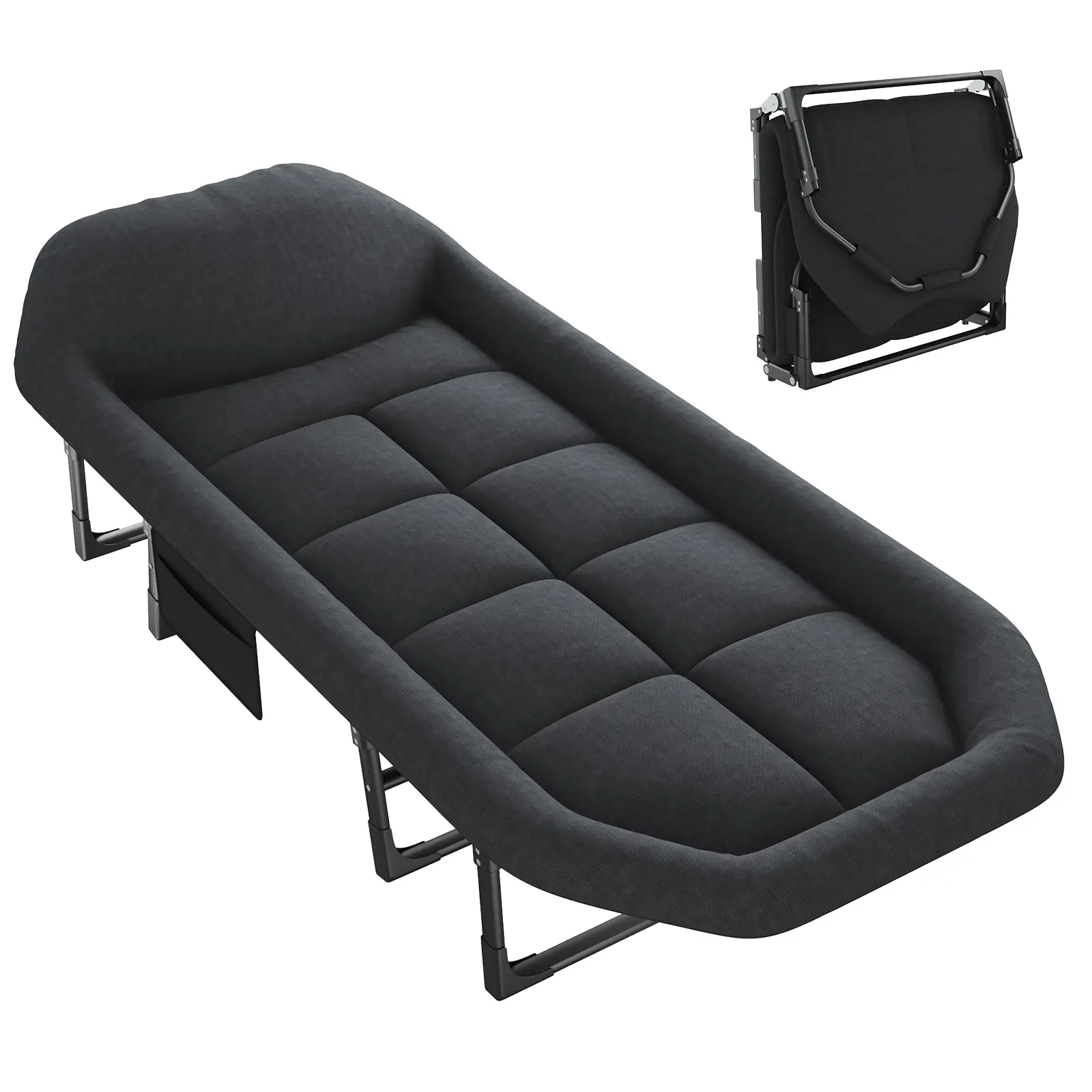 Adjustable Reclining Folding Bed with Pillow, Portable Cot for Camping Beach Office Nap Rest Adjustable Reclining Folding Bed with Pillow, Portable Cot for Camping Beach Office Nap Rest