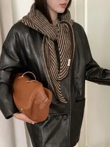 Women's Knitted Triangle Scarf Shawl Wrap, Casual Plain Design, Fall & Winter Warm Accessory, Stylish Clothing Pairing