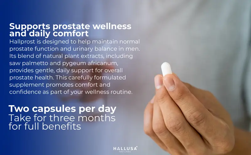 Product Introduction of HALLUSA NATURAL Hallprost Prostate Dietary Supplements 60 Capsules with Saw Palmetto Pygeum Africanum Pumpkin Seed Zinc Vitamin E for Nocturia Relief & Men's Health - Fitness 12