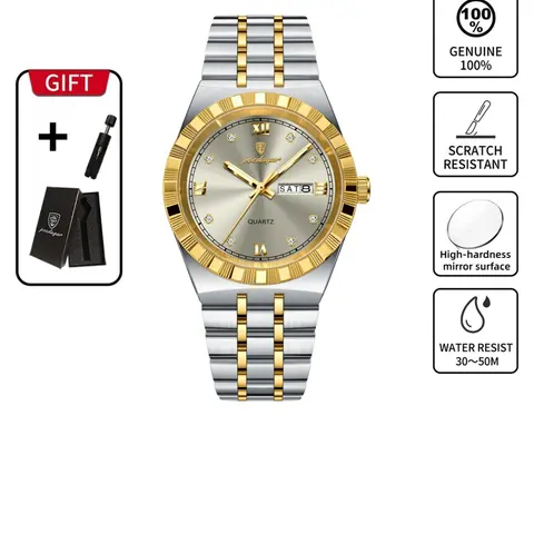 Men's Business Fashion Round Dial Analog Stainless Steel Quartz Watch, Fashionable Watches, Fashion Watch for Party, Daily Clothing Decor, Watch for Birthday Gift with Box, High End Watch, Business Fashion Watches