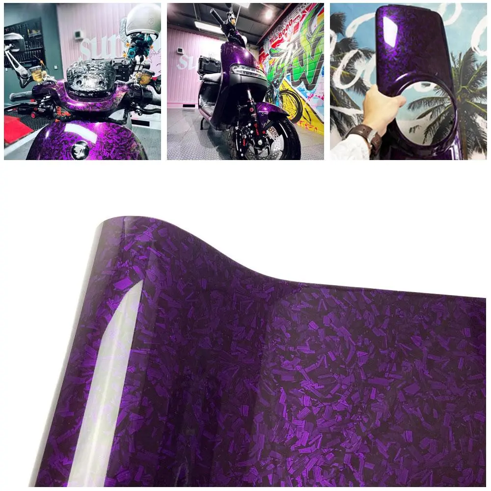 Forged Carbon Fiber Vinyl Film Purple Crystal Car Stickers Auto Wrapping Tuning Cover For Auto Body And Car Accessories
