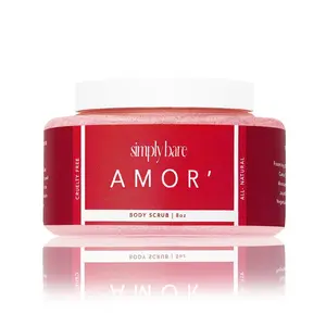 Simply Bare Amor Foaming Body Scrub – Pomegranate, Peach & Vanilla Rum Scent | Exfoliating Sugar Polish for Smooth, Radiant Skin