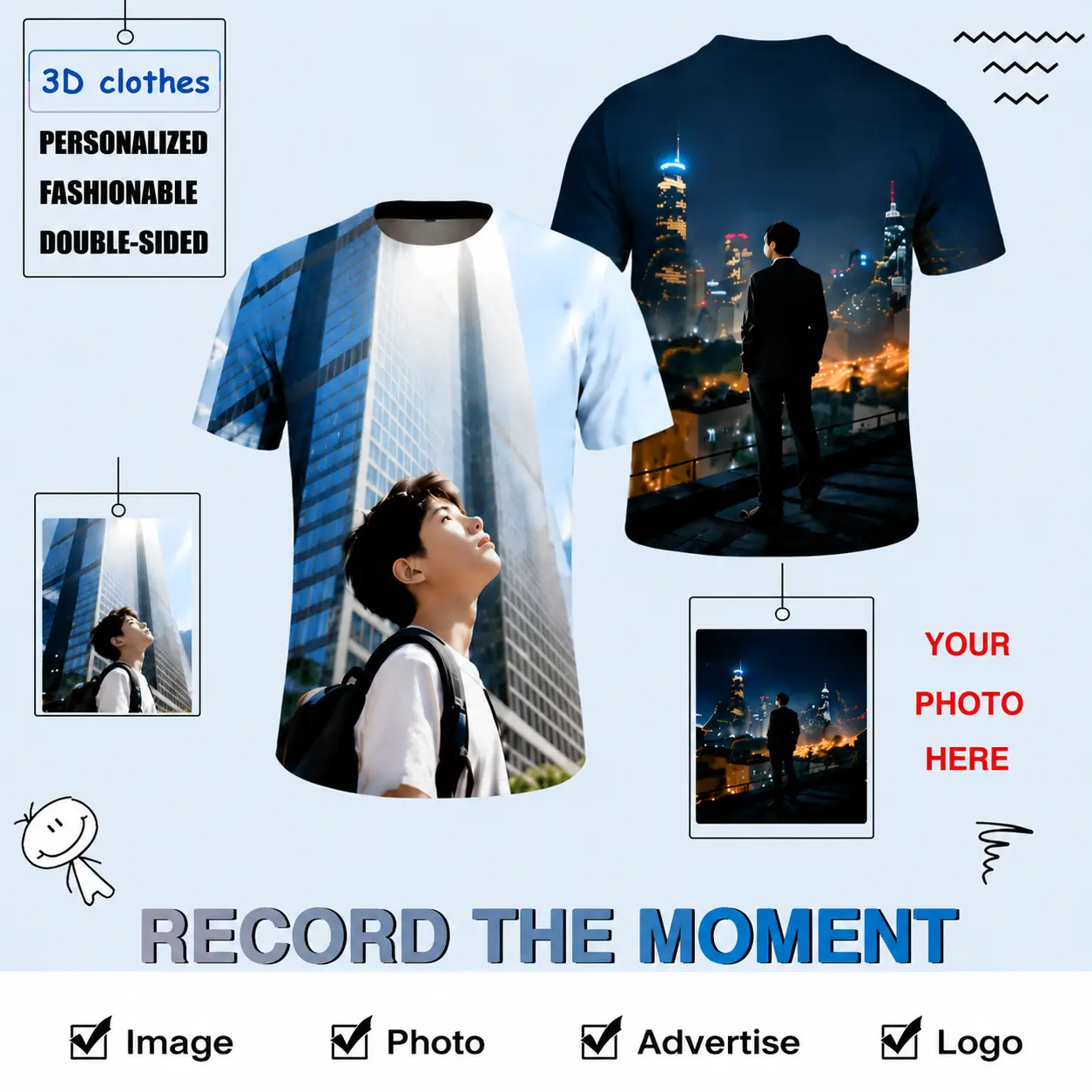 Custom 3D Print T-Shirts - Personalized with Photos/Text/Logos, Custom Front And Back Designs, Lightweight Summer Tops for Men - Perfect for Birthdays, Events, Corporate Gifts - Upload Your Own Images! Custom T-Shirts, Event Apparel