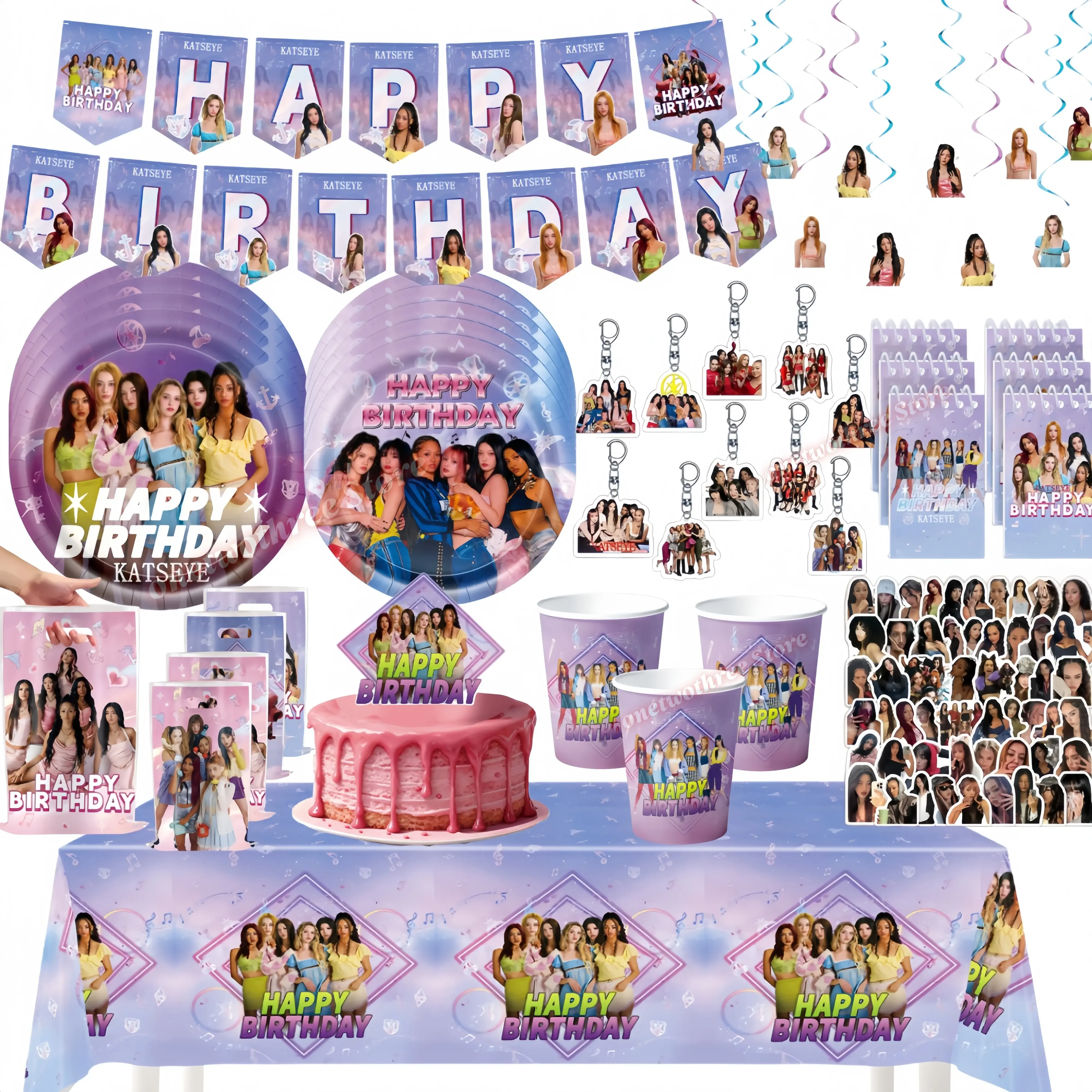 K&Katseye Birthday Party Decoration Kpop Girl Party Favor Plate Cup Sticker Balloon for Fans Gift Baby Shower Supplies Accessory