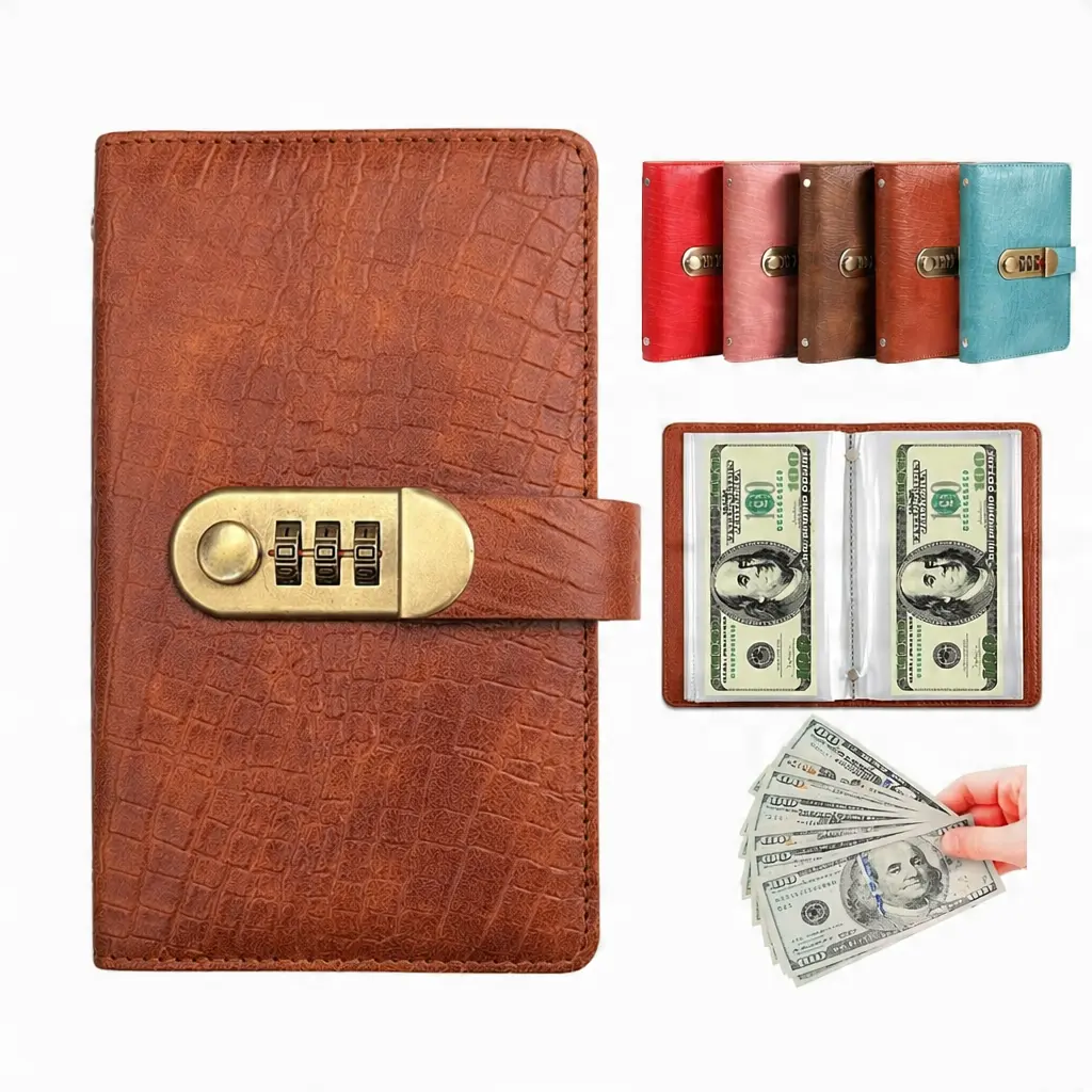 Money Bag with Lock – 100 Envelopes Money Saving Challenge Binder, Password Lock Cash Envelope Budget Planner Book, Savings Challenge Organizer with Cash Envelopes, Money Storage System for Budgeting, Financial Goal Tracker & Cash Management Tool