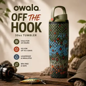 Owala Off The Hook 30oz FreeSip Water Bottle – Leakproof Insulated Stainless Steel Tumbler, BPA-Free, Keeps Drinks Cold, Gift for Dad, Sport Travel Hydration Bottle