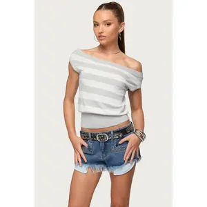 Hettie Off Shoulder Striped Knit Top