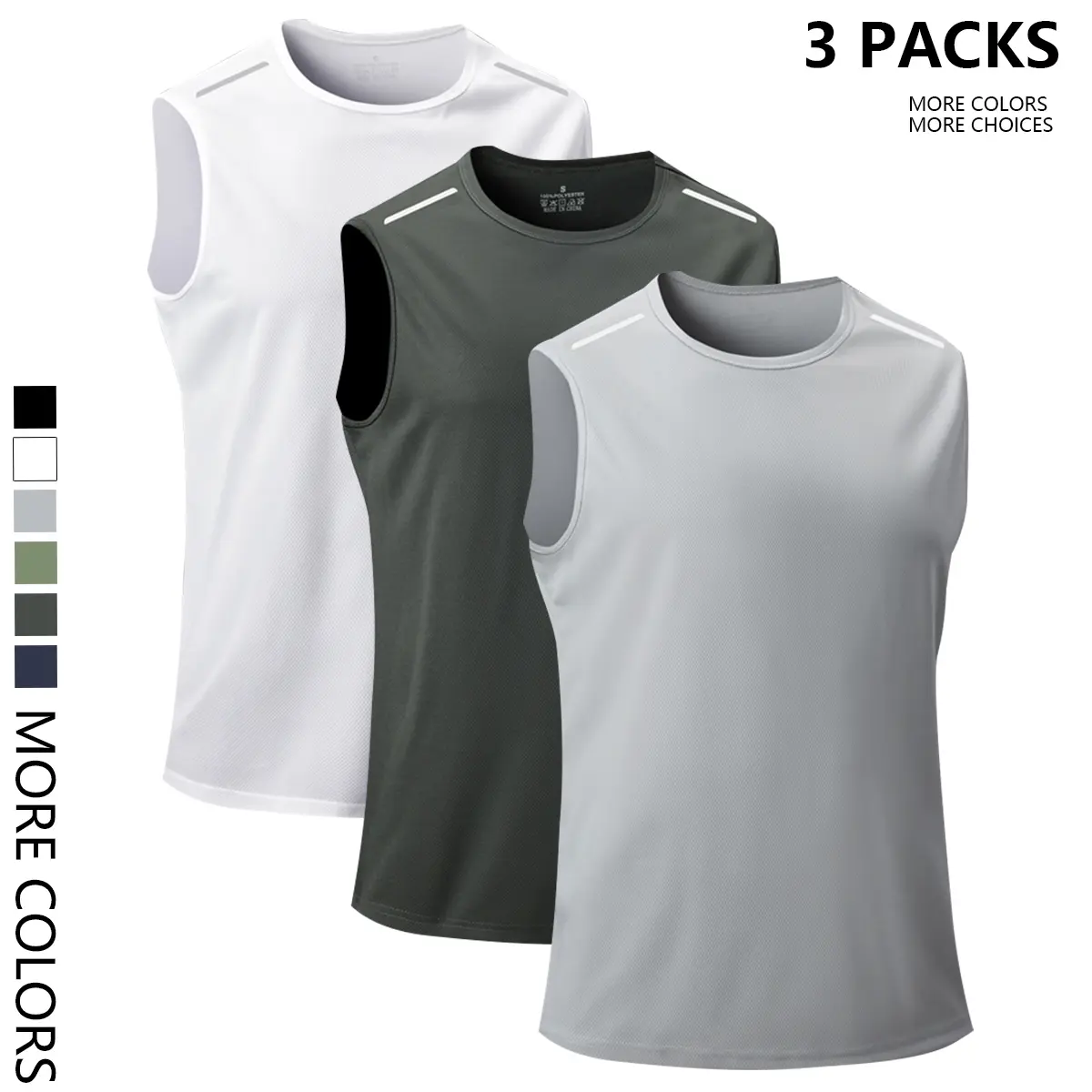 3-piece set: men’s sleeveless T-shirt, quick-drying, comfortable and breathable; men’s casual sports tank top for fitness and everyday wear; summer menswear.
