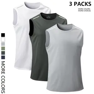 3-piece set: men’s sleeveless T-shirt, quick-drying, comfortable and breathable; men’s casual sports tank top for fitness and everyday wear; summer menswear.