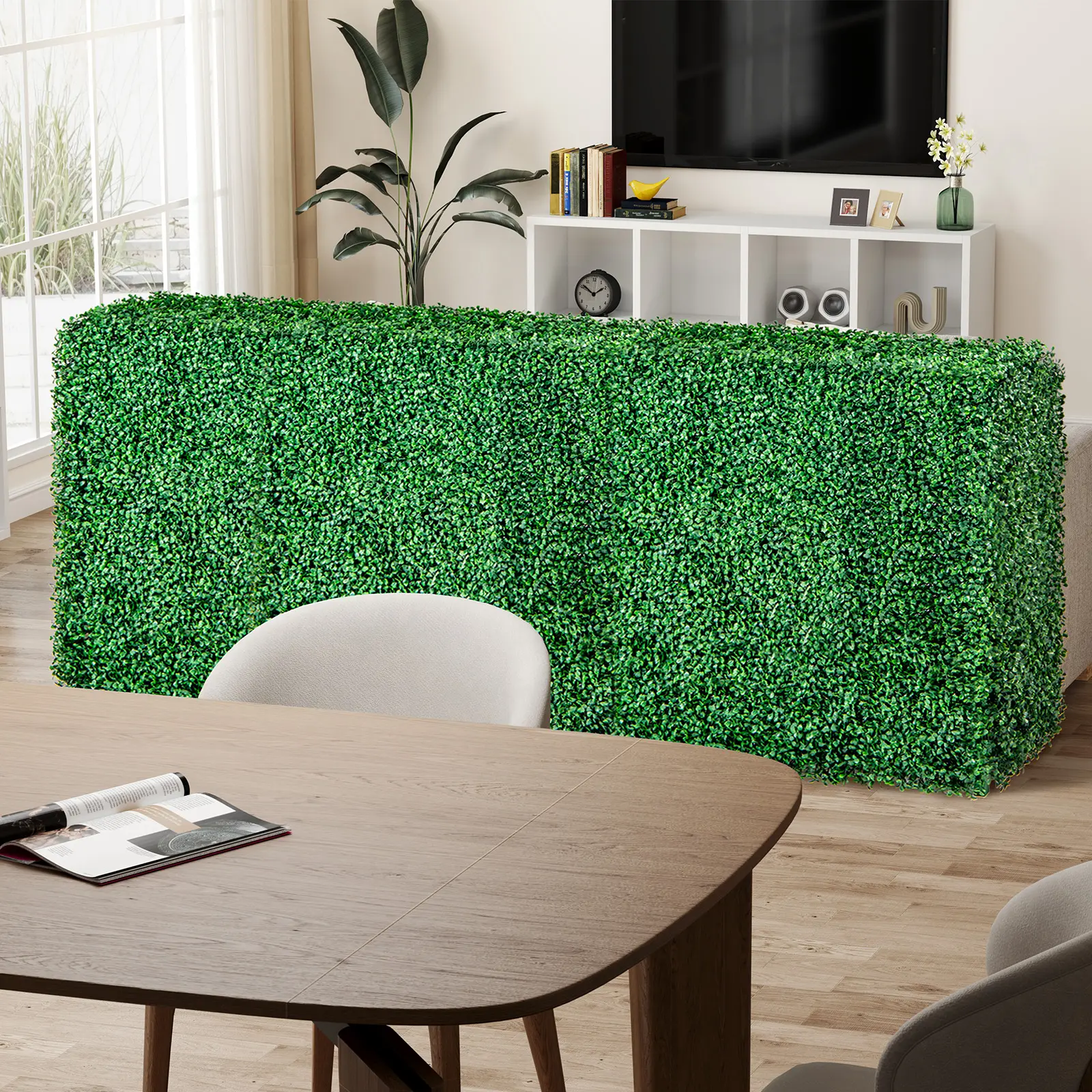 COSTWAY - Faux Greenery Room Divider Decorative Privacy Screen Fence Hedge Wall-S