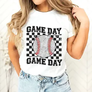 Sparkly Baseball T-shirt, Print Game Day T-shirt, Baseball Team T-shirt, Baseball Mom T-shirt, Faux Sequin, Gift For Mom