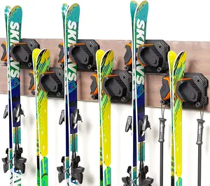 Ski & Snowboard Wall Rack for Garage Wall Fits Any Ski/board, Ski Wall Mount Holders -Free Storage Rack, Garage Organization Space-Saving Winter Gear Organizer