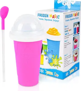 DIY Slushy Maker Cup - TIK TOK Quick Frozen Magic Slushie Cup,Portable Double Layers Cool Slushee Maker For MilkShake,Juice,Ice Cream Make & More,Super Fun & Cool Stuff Gift For Everyone, Pink