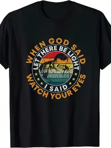 Funny Welder When God Said Let There Be Light T-Shirt - Retro Welding Graphic Tee for Men (Sizes M-3XL)| Short Sleeve Casual Shirt with Welding Humor, Comfortable Casual Attire for Welders & Hobbyists