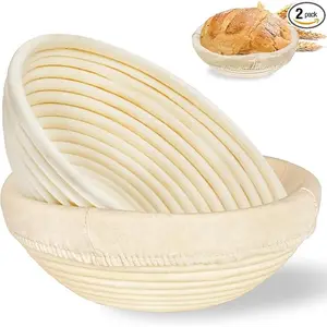 Banneton Bread Proofing Basket: 2 PCS Sourdough Proofing Basket with Liner - Round Banneton Basket for Baking