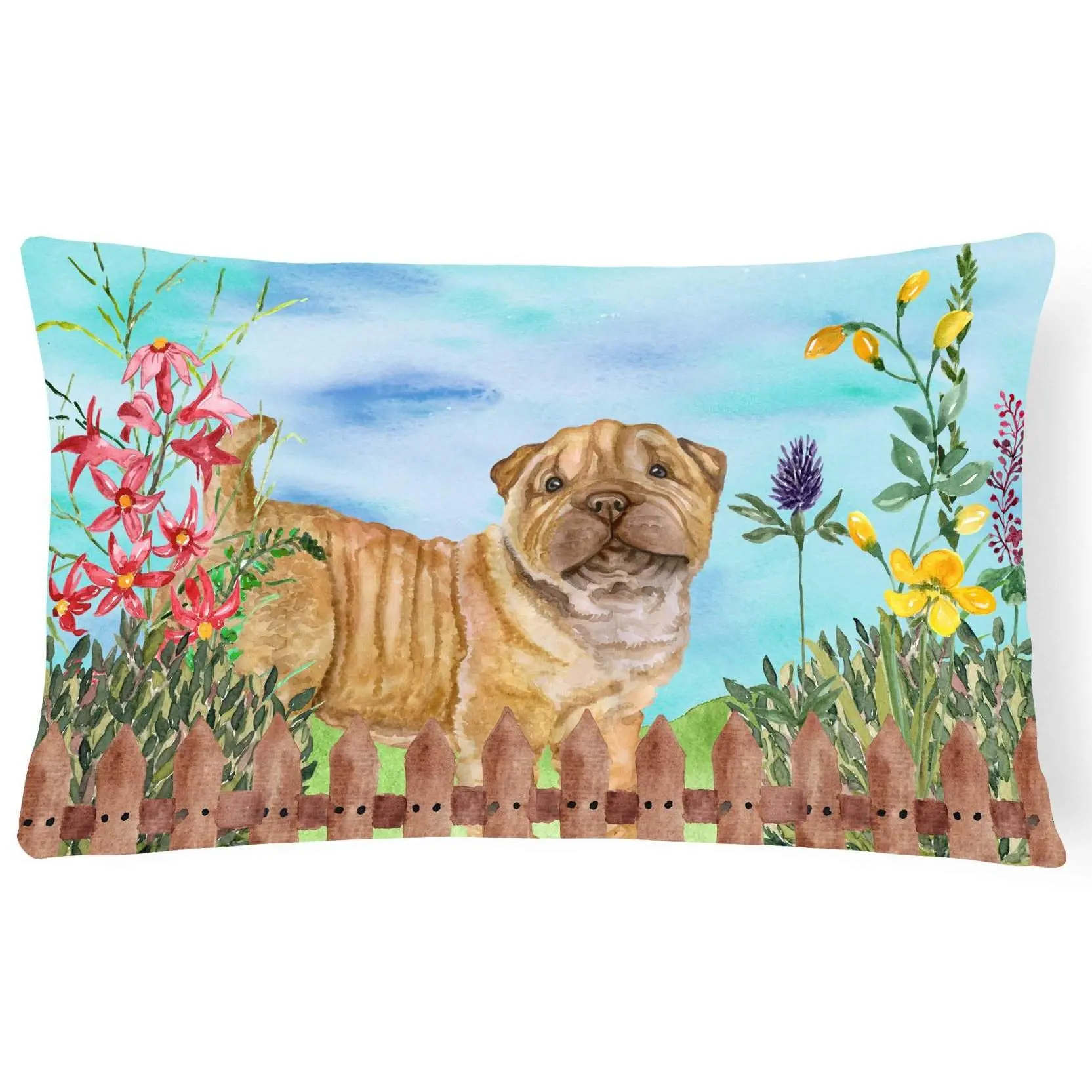 Shar Pei Puppy Decorative Pillow, 12x16 in Polyester-Spring Canvas Fabric, Artistic Look, Fade Resistant, Superior Local Craftsmanship (CK1281PW1216), Polyester Fabric