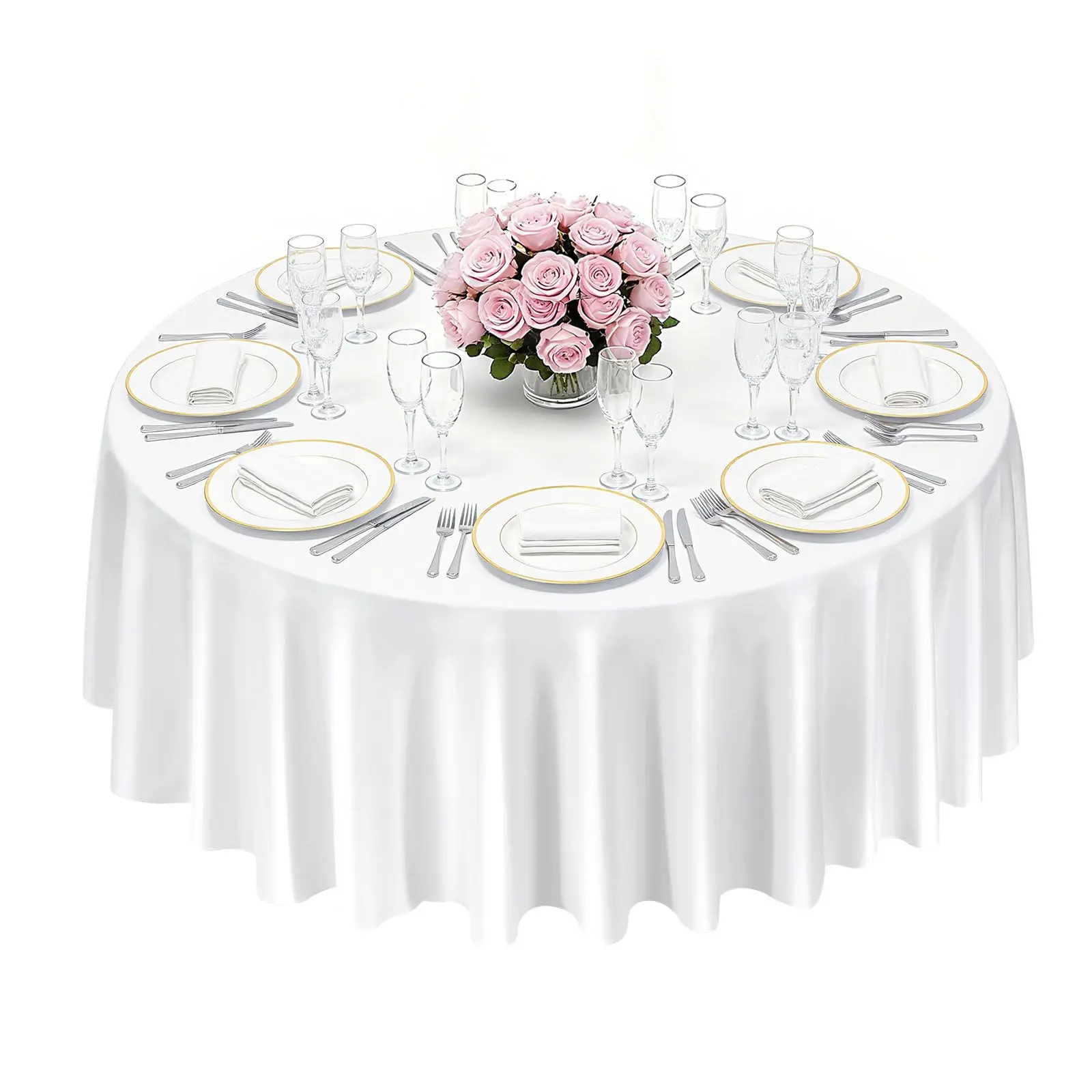 2 Pack White Round Polyester Tablecloths (120 in Diameter) - Stain-Resistant, Wrinkle-Resistant, Machine Washable Outdoor/Indoor Table Covers for Weddings, Banquets mesas para eventos
