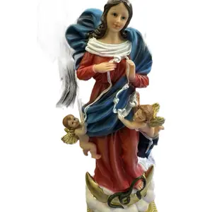 Virgen Desaranudos Statue - Detailed Figure with Angels and Colorful Attire