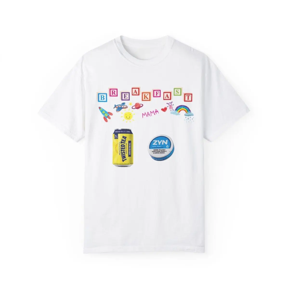 breakfeast shirt, funny tea and zyn graphic vintage oversized sleeve casual trend shirt, gift for Men, Gift for Women All size