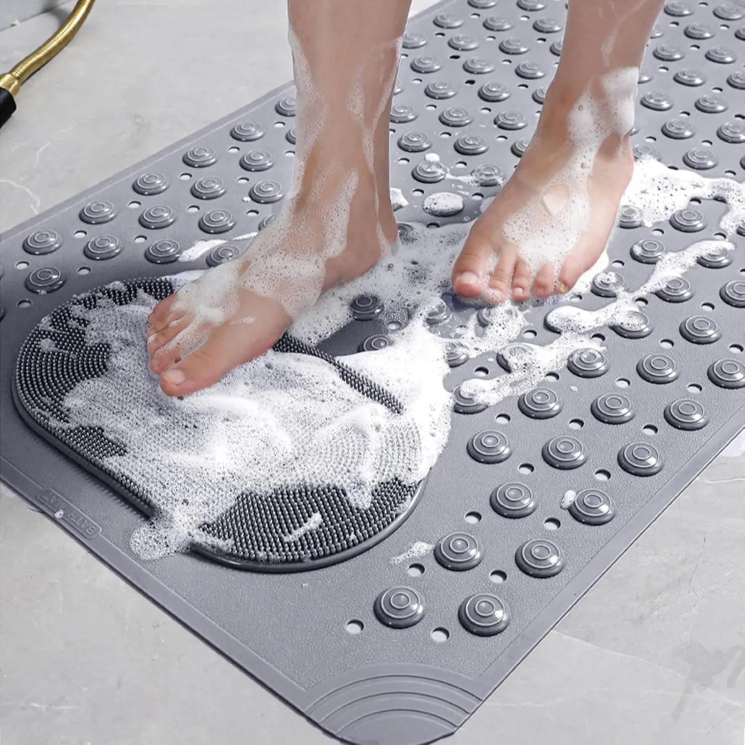 Bath Tub Shower Mat, 27x14 Inch Non Slip Bathtub Mat with Suction Cups, Anti Slip Shower Mat with Drain Holes Suction Cups,Shower Foot Scrubber Mat, Foot Massage Bath Mat