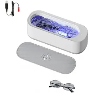 Ultrasonic Cleaner Portable Sonic Cleaner for Glasses Jewelry Rings Dentures Professional Ultrasonic Cleaning Machine One Touch Operation Rechargeable Deep Cleaning Device for Home Travel Office Eyeglasses Jewelry Cleaner