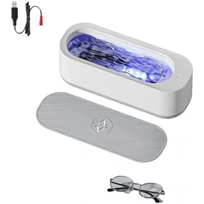 Ultrasonic Cleaner Portable Sonic Cleaner for Glasses Jewelry Rings Dentures Professional Ultrasonic Cleaning Machine One Touch Operation Rechargeable Deep Cleaning Device for Home Travel Office Eyeglasses Jewelry Cleaner
