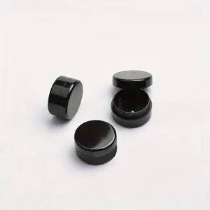 10pcs, Mini Black Cosmetic Cream Jars with Lids, Portable Travel Sample Containers, Pure Black PS Plastic Pot for Eye Cream, Ointment, Makeup Subpackage Bottles