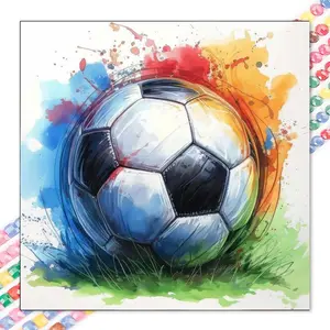1pcs 5D DIY manual diamond painting kit, 5D diamond art set, DIY decoration, soccer, grass, colorful diamond painting kit full round drill, mosaic, diamond art, Diamond Art Tools, DIY art home decor, suitable for Halloween and Christmas.