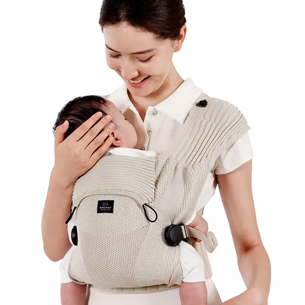 BEBAMOUR Unisex All-Seasons Breathable Mesh Knit Hands Free Infant-Safe Baby Carrier - Portable Lightweight, Adjustable Cross Straps, Ergonomic C/M Shape, Snug Hold, Head Hood, Easy Wear for Newborns 0-14.9Kg, Ideal New Mom Gift, Hands Free Carrier, Infan