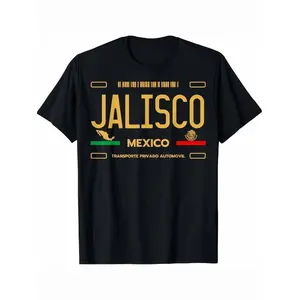 Vibrant Jalisco Mexico Graphic Tee For Men Featuring Bold Print And Mexican Flag Design In Comfortable Black Cotton Fabric