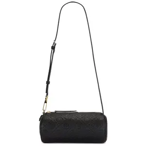 Tory Burch T Monogram Pebble Cylinder Bag Black