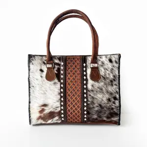 Artisan Cowhide Leather Tote Bag: Handcrafted Shoulder Bag