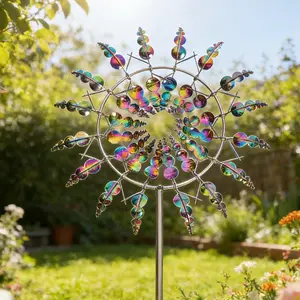 3D Dynamic Metal Wind Spinner Wind Driven Rotating Sculpture Easy Install Outdoor Garden Courtyard Decor，Wind-driven