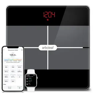 Arboleaf Bathroom Smart Scale with BMI, Body Fat, Muscle Mass, Digital Bathroom Scale for Body Weight, 14 Body Composition Metrics, Large LED Display, Accurate Weighing Machine, App Sync, 400lbs, 10.2"