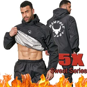 HAMTOLU Unisex Sauna Suit Sportswear Sweat Suit Boxing Exercise Jacket and Pants Fitness Training Clothes Outdoorfun Athletic Workout for Men and Women