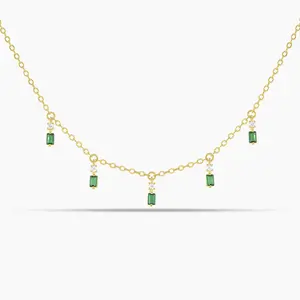 Baguette Point Green Dangle Choker