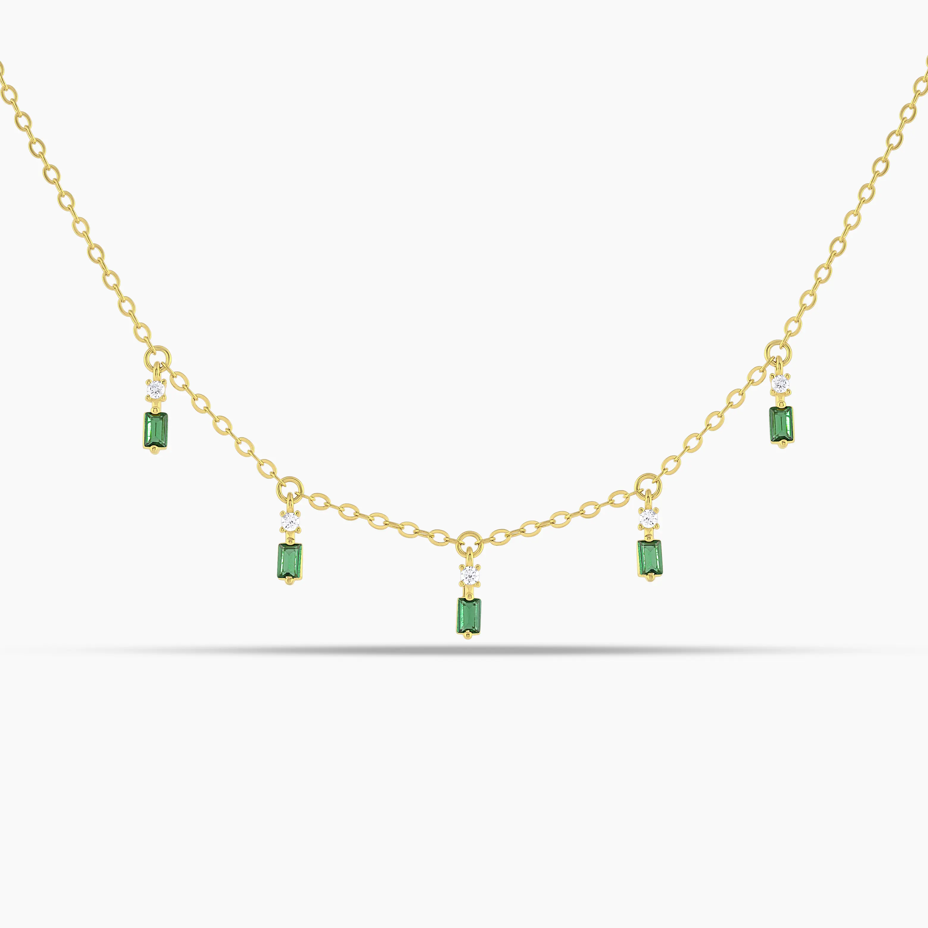 Baguette Point Green Dangle Choker