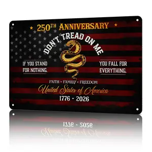 250th Anniversary Don't Tread On Me If You Stand For Nothing You Fall For Everything Faith Family Freedom 8x12 Inch Aluminum Metal Sign - Patriotic Wall Decor for Man Cave, Garage, Entryway - Retro Tin Sign Gift for Patriots, Gun Owners, Libertarians