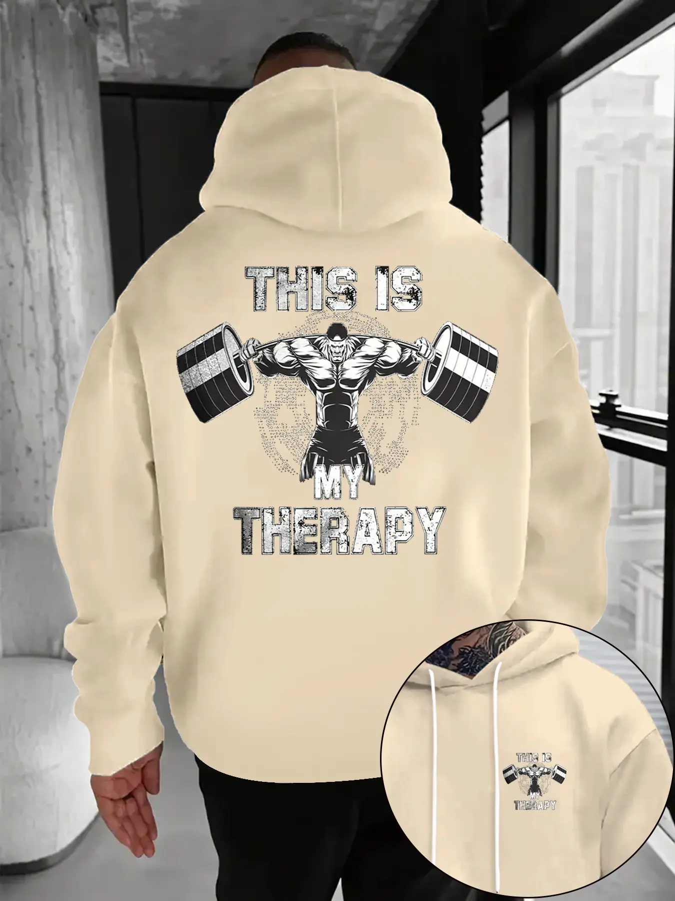 New Fall Winter Trendy Hoodie, Loose Comfortable Soft Fabric, Gym Weightlifting Letter Print, Men's Casual Outdoor Wear