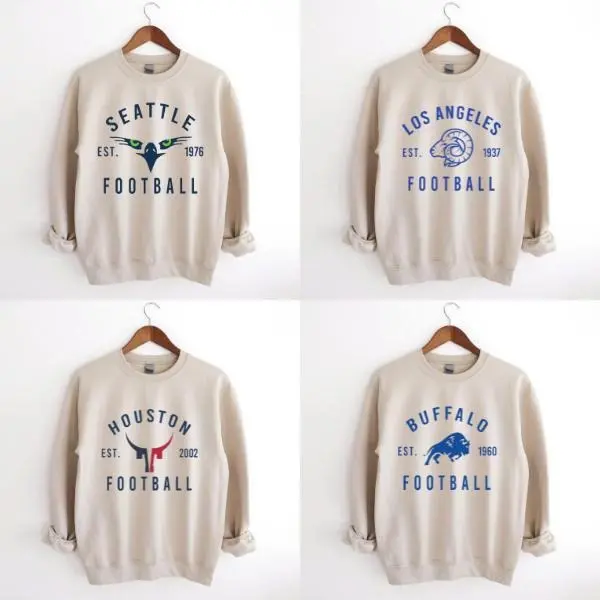 Vintage 90s All Team Football With SAND COLOR Sweatshirt, 1960s Cowboy Game Day Shirt, All 32 Teams Unisex Shirt, Football Unisex Sweater, Menswear, Gift For Fans